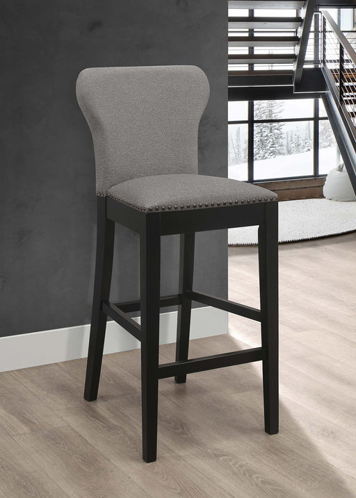 Rolando Upholstered Solid Back Bar Stools with Nailhead Trim (Set of 2) Grey and Black image