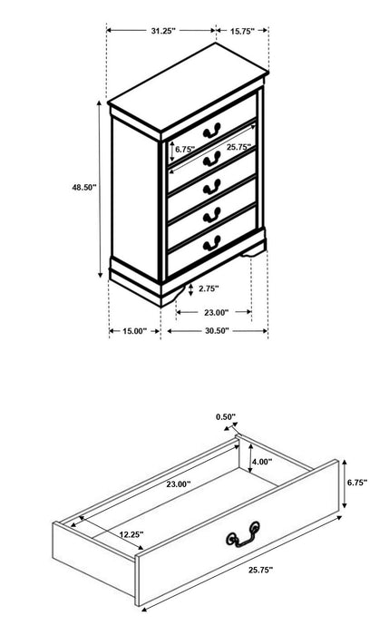Louis Philippe 4 & 5 Piece Panel Bedroom Set with High Headboard E.king & Full - Pay Less Furniture (NJ)