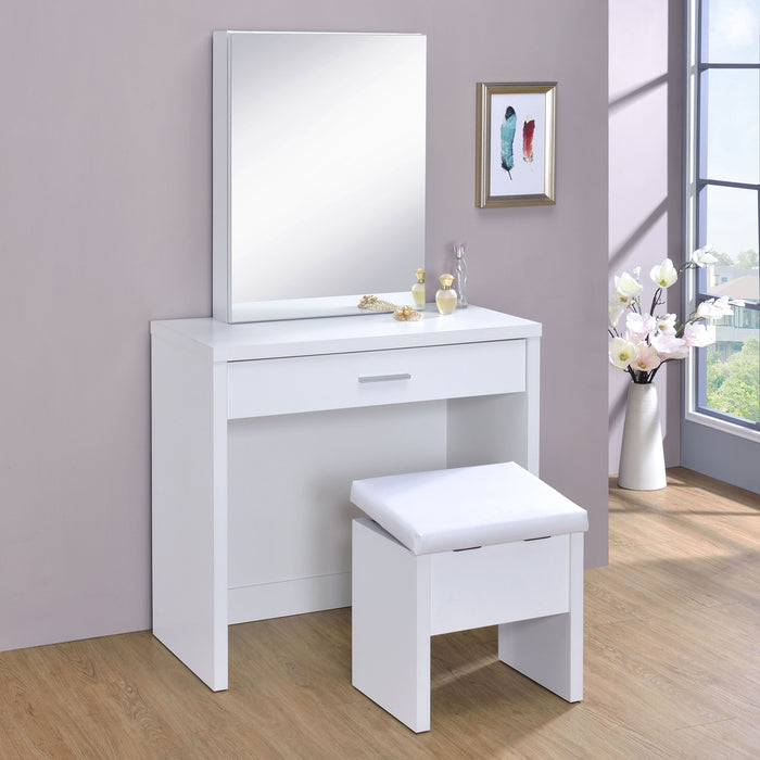 Harvey Makeup Vanity Table with Mirror and Stool - Pay Less Furniture (NJ)