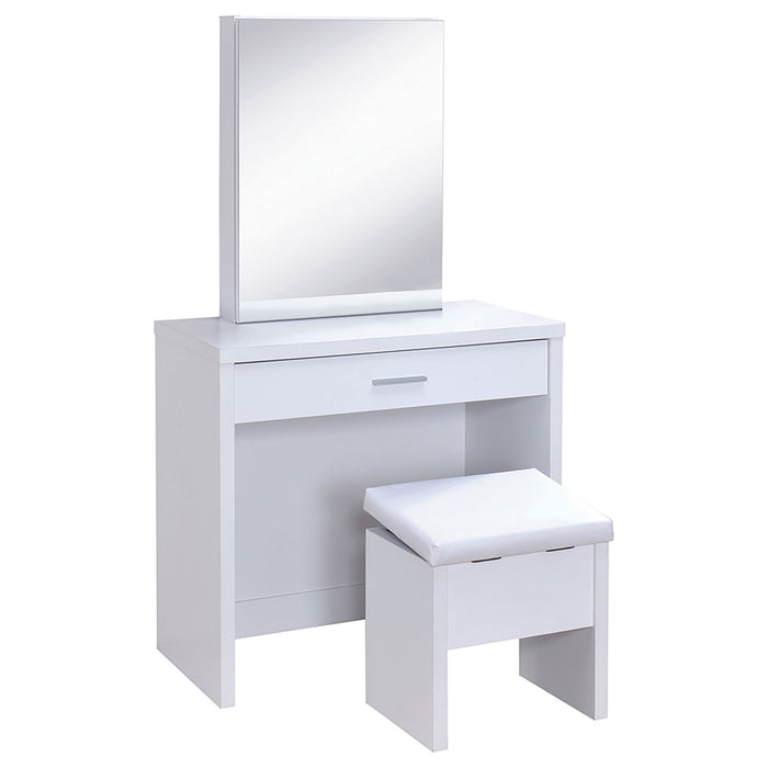 Harvey Makeup Vanity Table with Mirror and Stool - Pay Less Furniture (NJ)