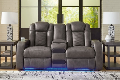 Fyne-Dyme Power Reclining Loveseat with Console - Pay Less Furniture (NJ)