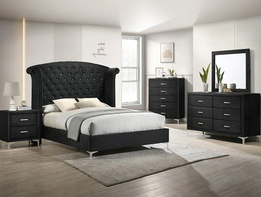 Crown Mark Furniture Lucinda 2 Drawer Nightstand in Black image