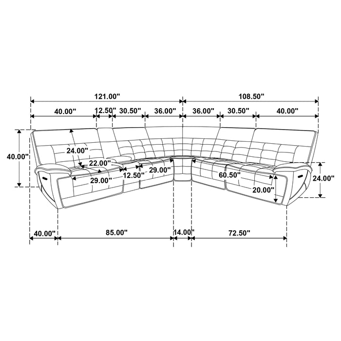 Hewitt Dual Power Reclining Sectional - Pay Less Furniture (NJ)