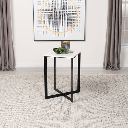 Tobin Square Marble Top End Table White and Black image