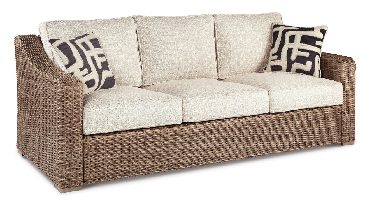 Beachcroft Outdoor Sofa, Lounge Chairs and Fire Pit - Pay Less Furniture (NJ)