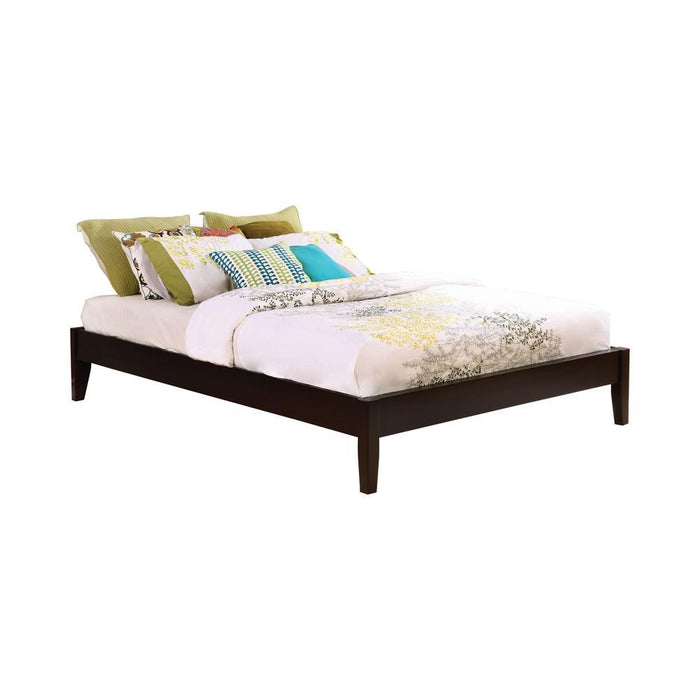 Hounslow California King, E.King, & Queen Universal Platform Bed Cappuccino - Pay Less Furniture (NJ)
