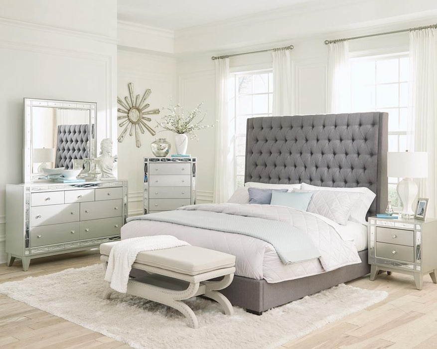 Camille Grey Upholstered California King Bed