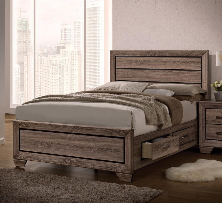 Kauffman California King, E.king, & Queen Panel Bed Washed Taupe - Pay Less Furniture (NJ)