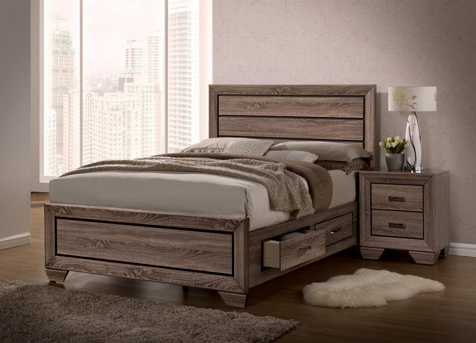 Kauffman California King, E.king, & Queen Panel Bed Washed Taupe - Pay Less Furniture (NJ)