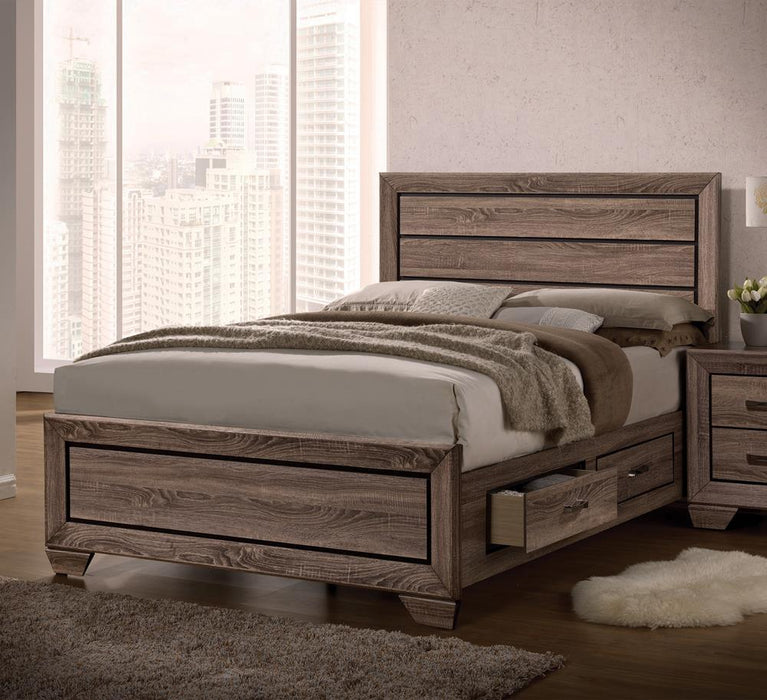 Kauffman California King, E.king, & Queen Panel Bed Washed Taupe - Pay Less Furniture (NJ)