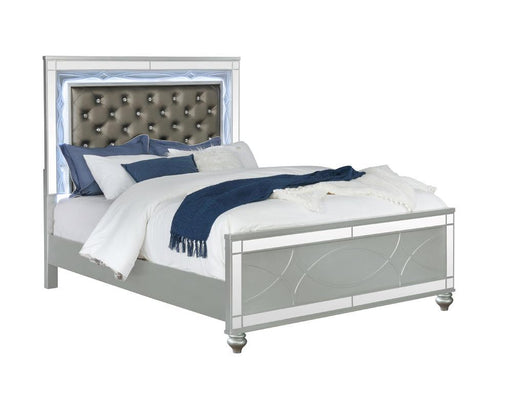 Gunnison Queen Panel Bed with LED Lighting Silver Metallic - Pay Less Furniture (NJ)