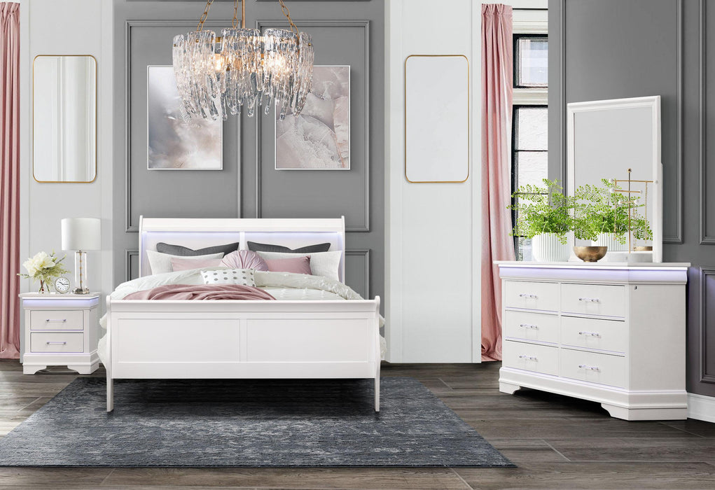 CHARLIE WHITE KING BED GROUP WITH LED - Pay Less Furniture (NJ)