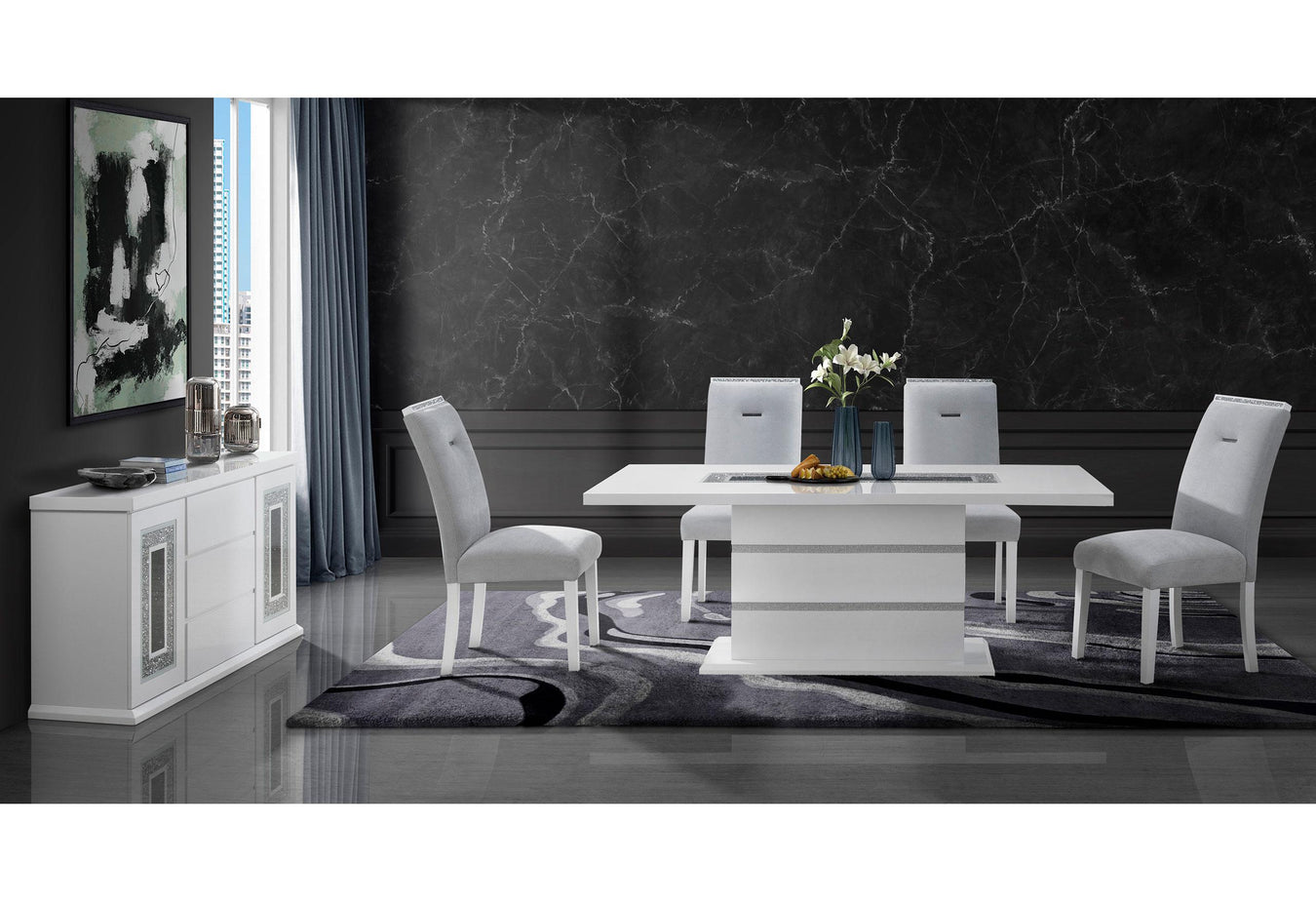 Monaco White Dining Set (New Chair) Collection