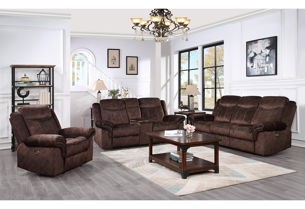 U2200 DOMINO COFFEE POWER RECLINING SOFA/POWER CONSOLE RECLINING LOVESEAT WITH POWER SWITCH/POWER RECLINER - Pay Less Furniture (NJ)