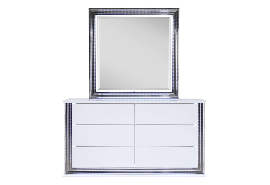 YLIME SMOOTH WHITE MIRROR WITH LED - Pay Less Furniture (NJ)