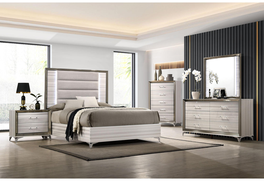 ZAMBRANO WHITE QUEEN BED GROUP WITH VANITY SET - Pay Less Furniture (NJ)