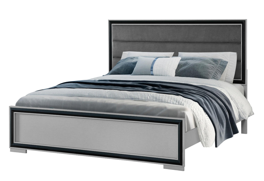 AMELIA GREY BLACK KING BED W/LED - Pay Less Furniture (NJ)