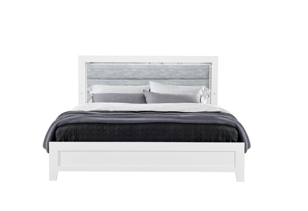 LUCCIA WHITE TWIN BED WITH LED - Pay Less Furniture (NJ)