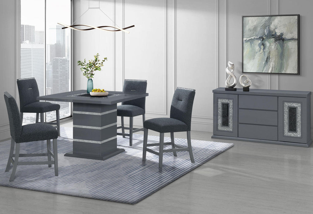 MONACO DARK GREY BAR TABLE AND 8 MONACO DARK GREY BAR STOOLS - Pay Less Furniture (NJ)