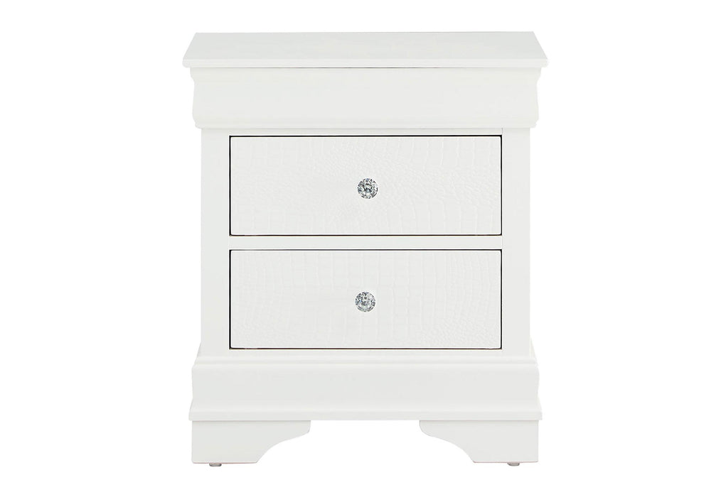POMPEI METALLIC WHITE NIGHTSTAND - Pay Less Furniture (NJ)