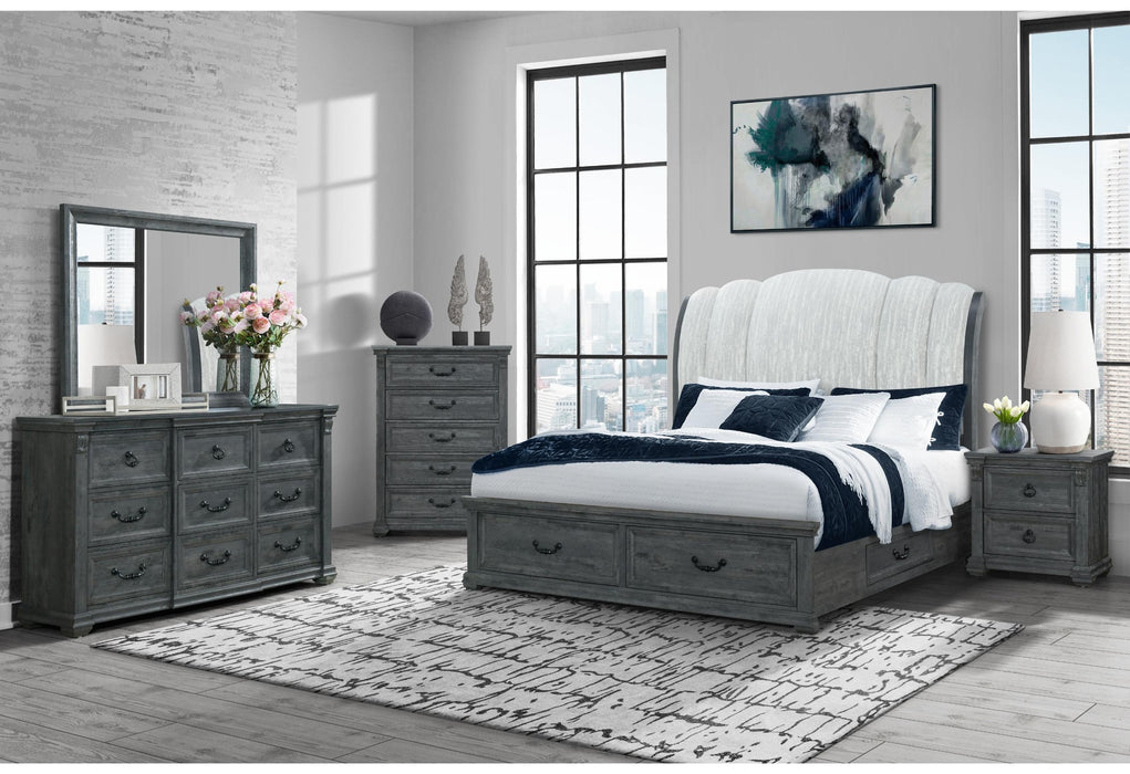 ROWAN GREY STORAGE QUEEN BED GROUP - Pay Less Furniture (NJ)