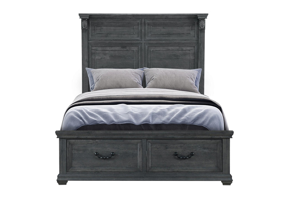 TATUM GREY QUEEN BED WITH STORAGE - Pay Less Furniture (NJ)