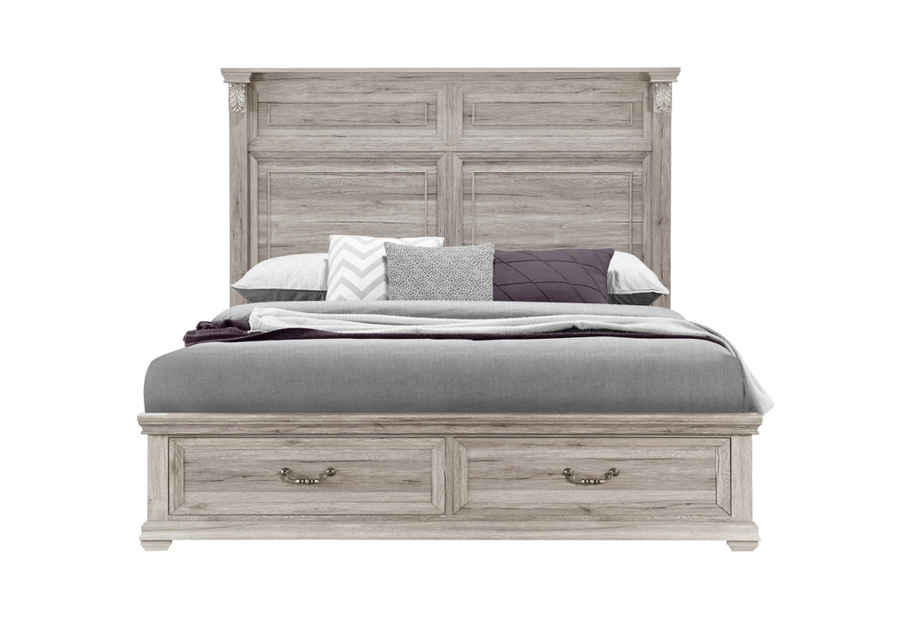 TATUM NATURAL QUEEN BED WITH STORAGE - Pay Less Furniture (NJ)