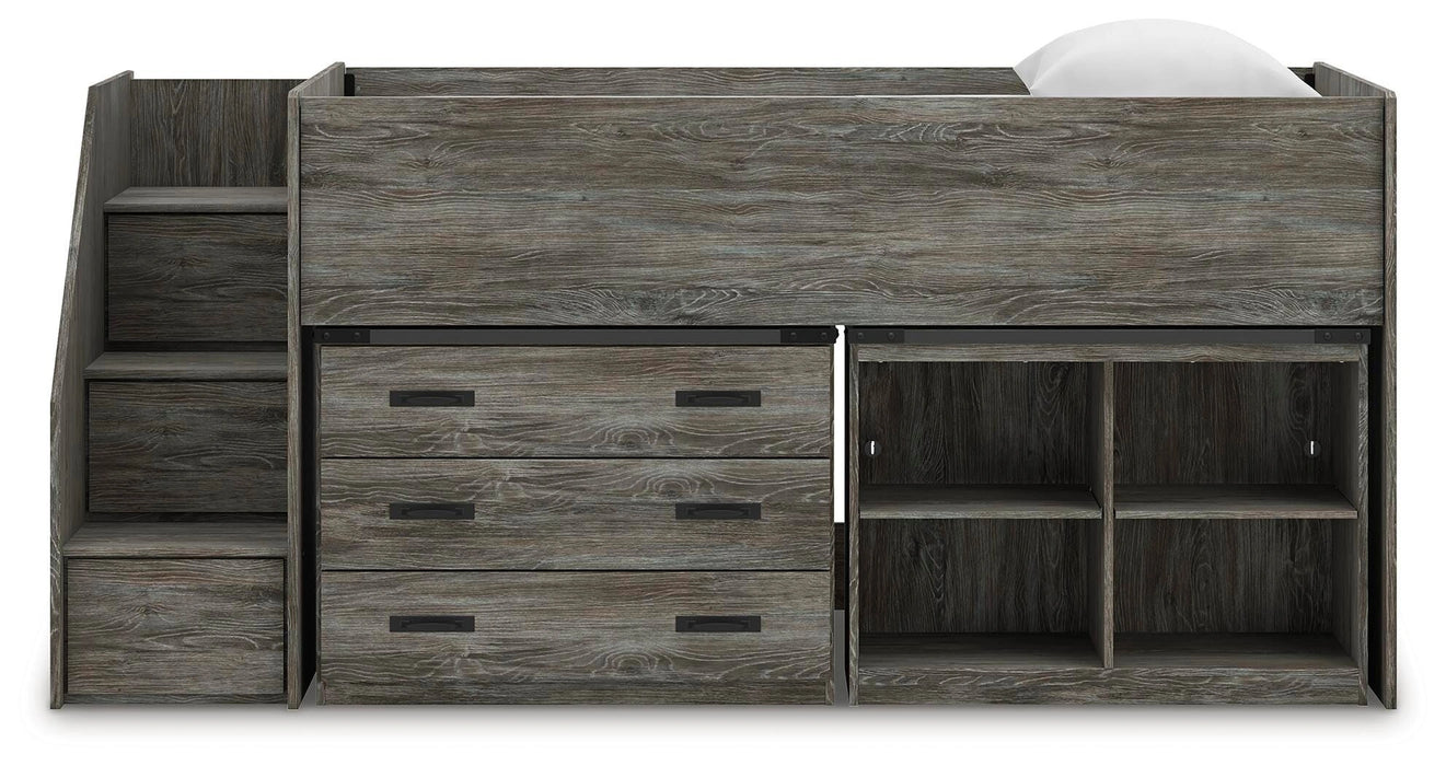 Frandern Loft Bed with Bookcase and Drawer Storage