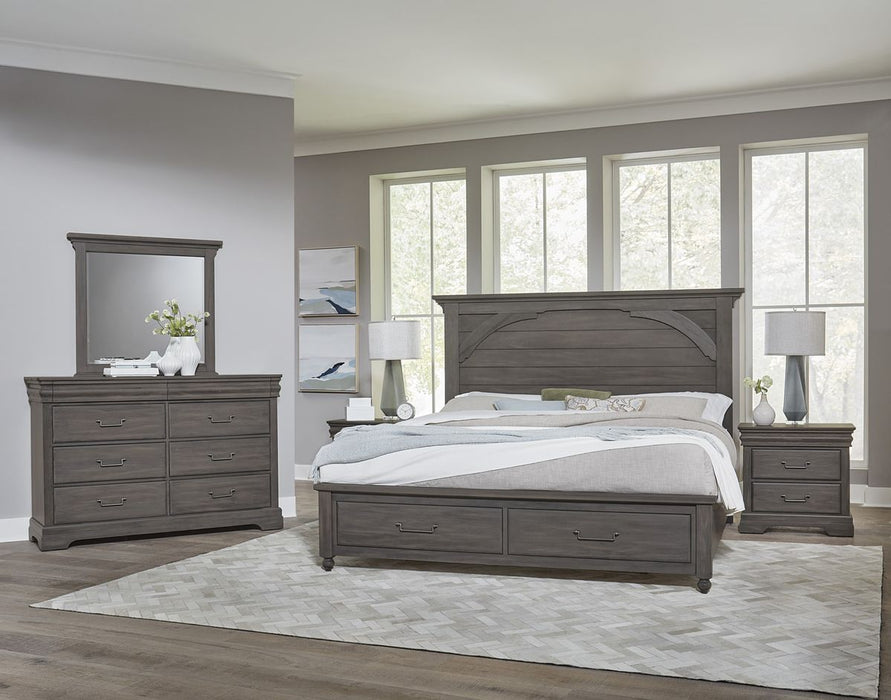 Vaughan Bassett Vista King Mansion Storage Bed in Grey Oak
