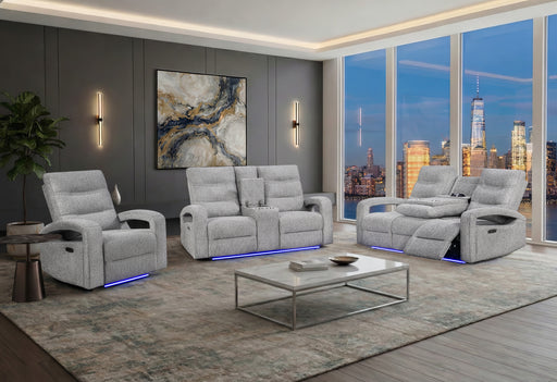 U6611 GREY 15 PWR REC SOFA/PWR CONSOLE REC LOVESEAT/POWER RECLINER - Pay Less Furniture (NJ)
