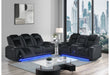 U8000 BLACK PWR REC SOFA/PWR CONSOLE REC LOVESEAT W/PHR - Pay Less Furniture (NJ)
