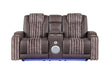 U8000 BROWN PWR CONSOLE REC LOVESEAT W/PHR, LED AND SPEAKER - Pay Less Furniture (NJ)