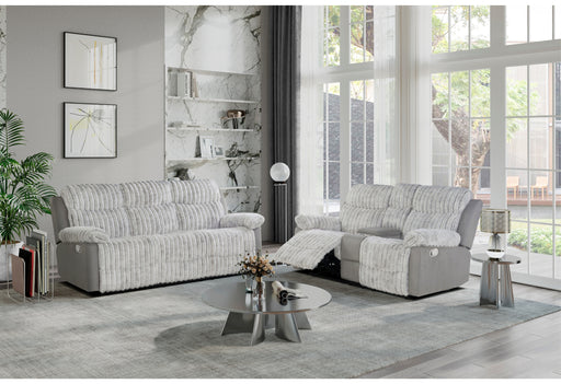 U6028 GREY RECLINING SOFA/CONSOLE RECLINING LOVESEAT - Pay Less Furniture (NJ)