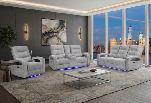 U6611 GREY 15 POWER RECLINING SOFA/POWER CONSOLE RECLINING LOVESEAT - Pay Less Furniture (NJ)