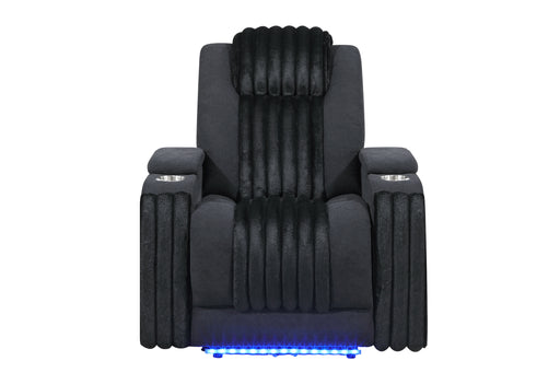 U8000 BLACK POWER RECLINER W/ POWER HEADREST & LED LIGHT - Pay Less Furniture (NJ)