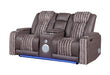 U8000 BROWN PWR CONSOLE REC LOVESEAT W/PHR, LED AND SPEAKER - Pay Less Furniture (NJ)