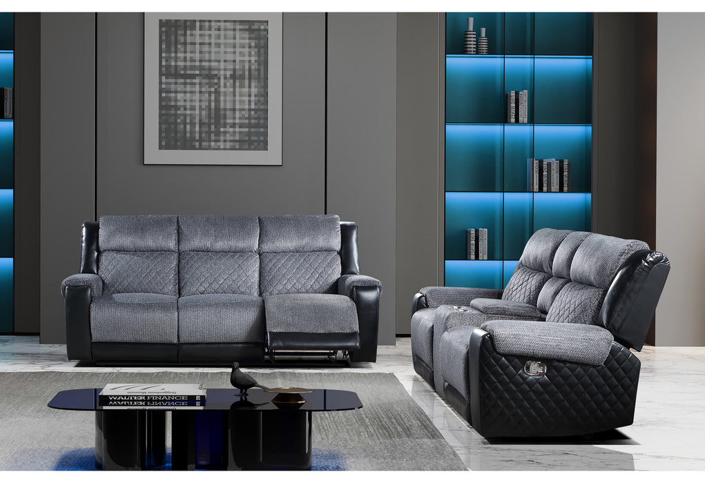 U5914/U5915 GREY/BLACK REC SOFA/CRLS W/IMMERSIVE SOUND & BLUE LED - Pay Less Furniture (NJ)