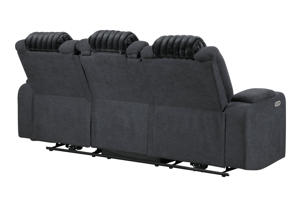 U8000 BLACK PWR REC SOFA W/PHR, DDT, READING LIGHT & LED LIGHT - Pay Less Furniture (NJ)