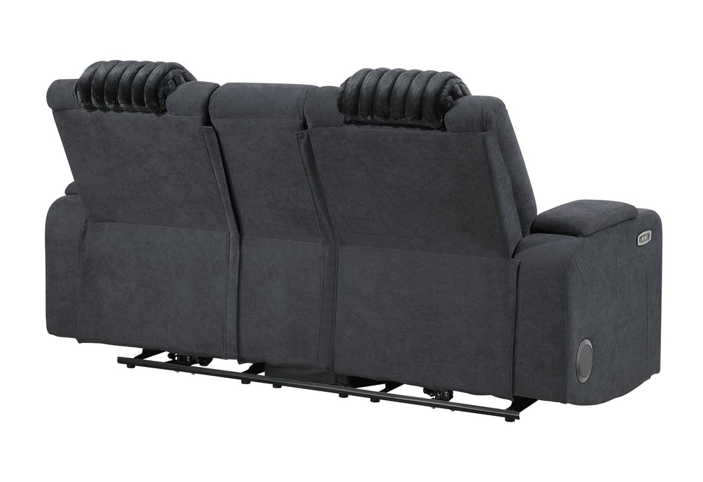 U8000 BLACK PWR CONSOLE REC LOVESEAT W/PHR, LED AND SPEAKER - Pay Less Furniture (NJ)