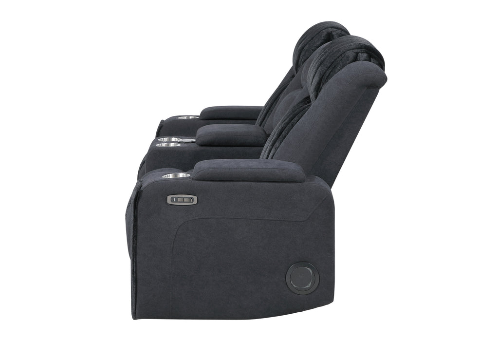 U8000 BLACK PWR CONSOLE REC LOVESEAT W/PHR, LED AND SPEAKER - Pay Less Furniture (NJ)