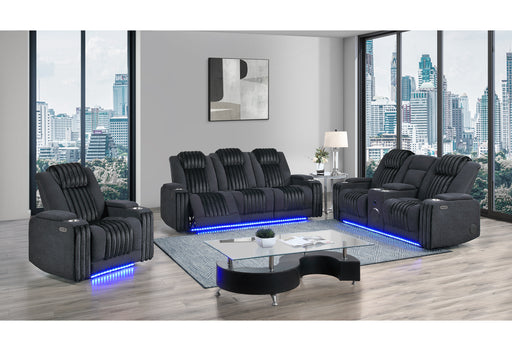 U8000 BLACK PWR REC SOFA/PWR CON REC LOVESEAT/PWR RECLINER W/PHR - Pay Less Furniture (NJ)