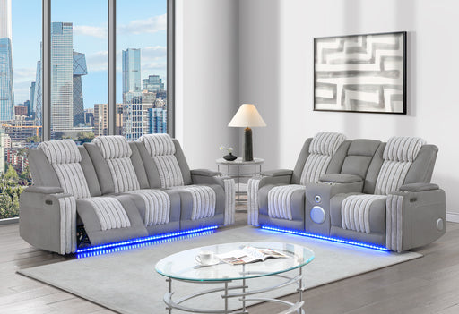 U8000 GREY PWR REC SOFA/PWR CONSOLE REC LOVESEAT W/PHR - Pay Less Furniture (NJ)