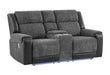 U5915 GREY/BLACK CONSOLE REC LOVESEAT W/IMMERSIVE SOUND & BLUE LED - Pay Less Furniture (NJ)