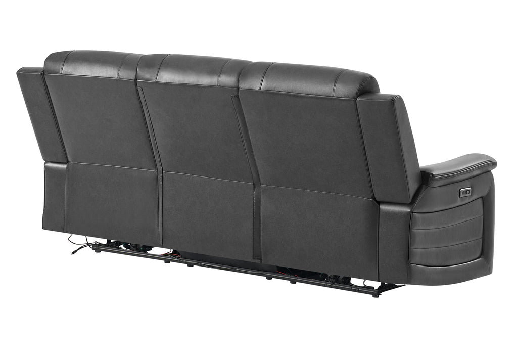 U8879 BLANCHE CHARCOAL PWR REC SOFA W/LED & GLOBAL SURROUND SYSTEM - Pay Less Furniture (NJ)