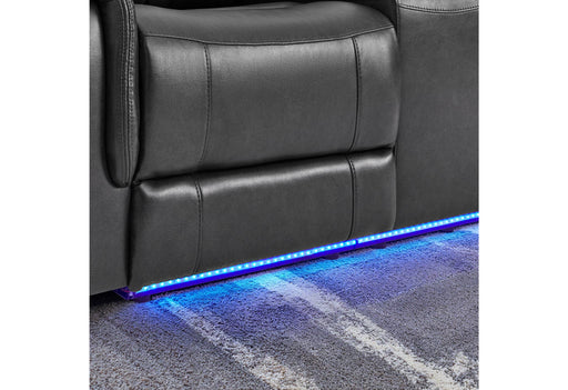 U8879 CHARCOAL PWR REC SOFA/PWR CON REC LOVESEAT/PWR REC W/LED & GL SS - Pay Less Furniture (NJ)