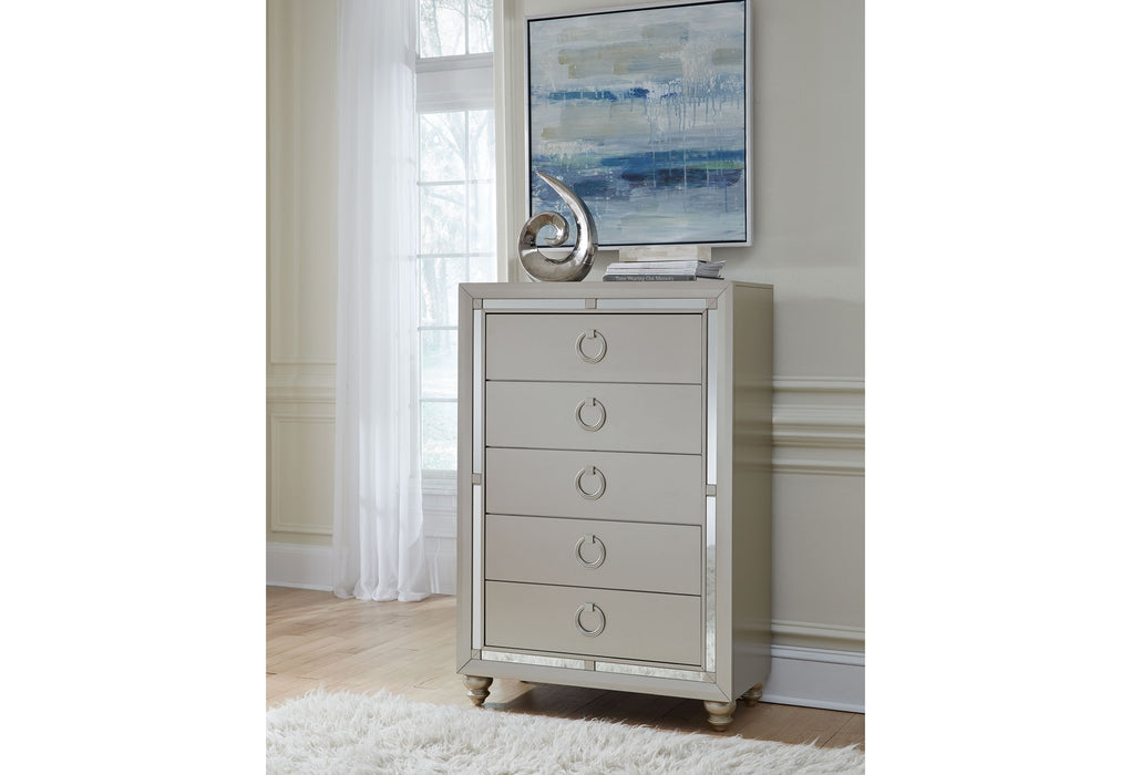 RILEY SILVER QUEEN BED, DRESSER, MIRROR, NIGHTSTAND - Pay Less Furniture (NJ)