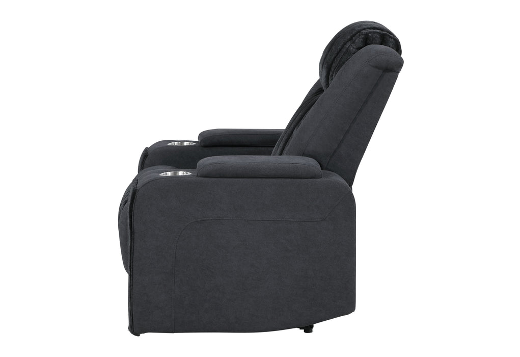 U8000 BLACK POWER RECLINER W/ POWER HEADREST & LED LIGHT - Pay Less Furniture (NJ)