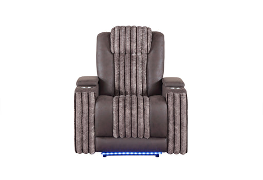 U8000 BROWN POWER RECLINER W/ POWER HEADREST & LED LIGHT - Pay Less Furniture (NJ)