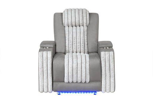 U8000 GREY POWER RECLINER W/ POWER HEADREST & LED LIGHT - Pay Less Furniture (NJ)