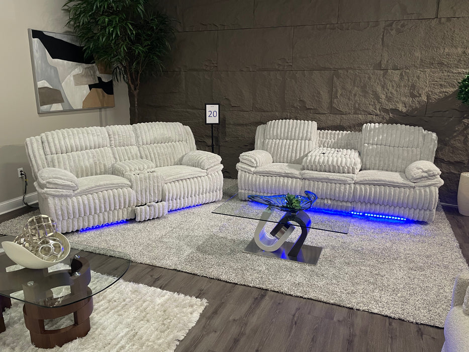U8686 BLACK PWR REC SOFA W/ LED/PWR CONSOLE REC LOVESEAT W/LED - Pay Less Furniture (NJ)